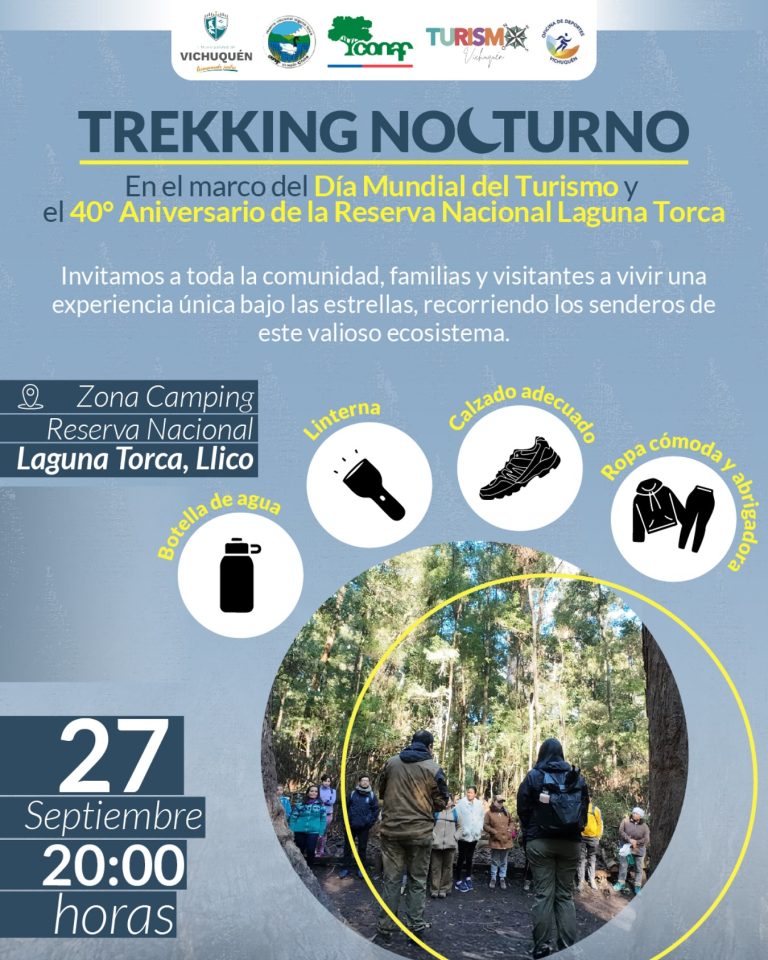 En el marco del Día Mundial del Turismo y el 40° Aniversario de la Reserva Nacional Laguna Torca, te invitamos a ser parte de un imperdible Trekking Nocturno