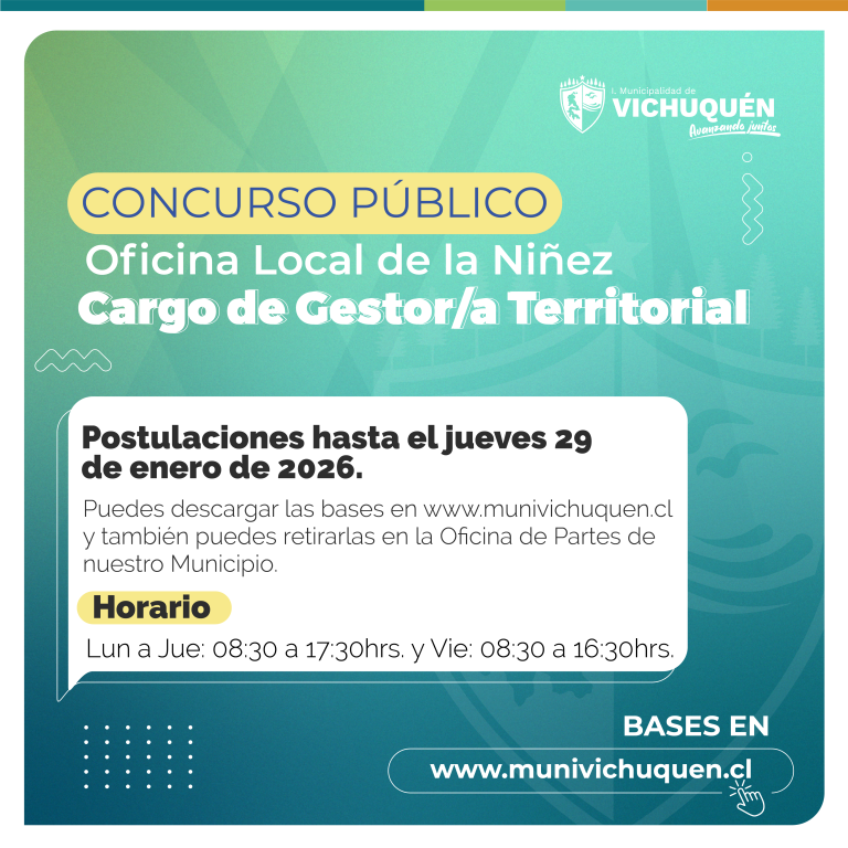 Concurso Público – Cargo de Gestor/a Territorial para la Oficina Local de la Niñez
